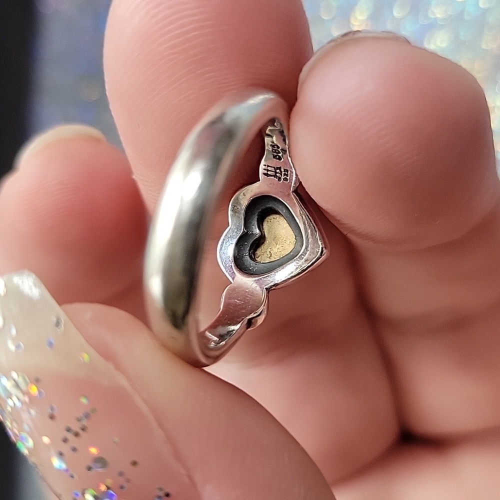 James Avery Retired True Heart Sterling Silver 925 & 14k Gold Ring SZ: 5.5 - Picture 6 of 8